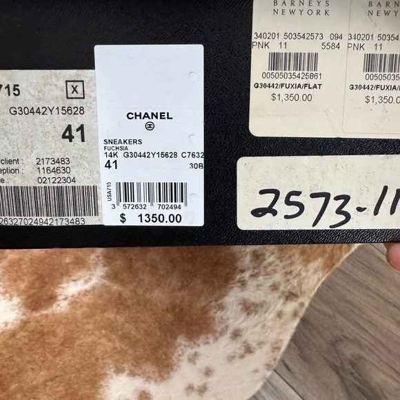 CHANEL Black Sneaker Box with Fuchsia Label - Picture 2 of 8